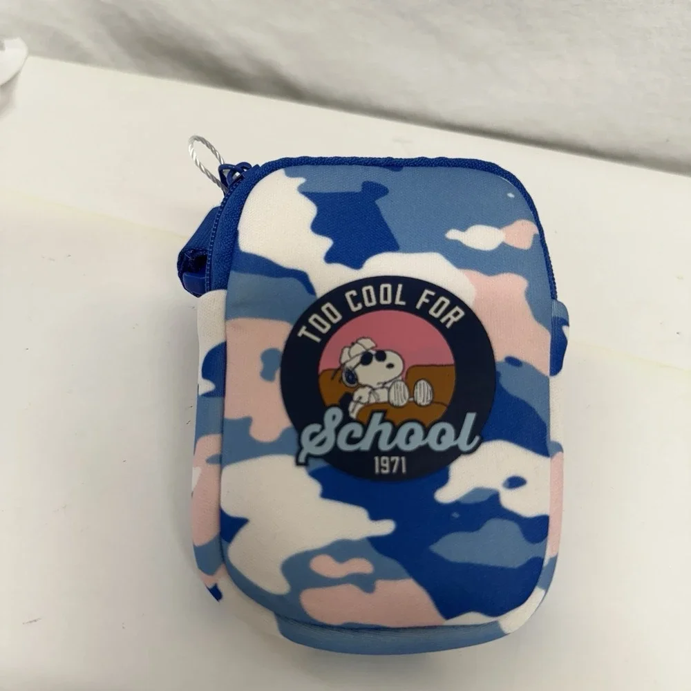 Blue Camo Snoopy Peanuts Lanyard Pouch New